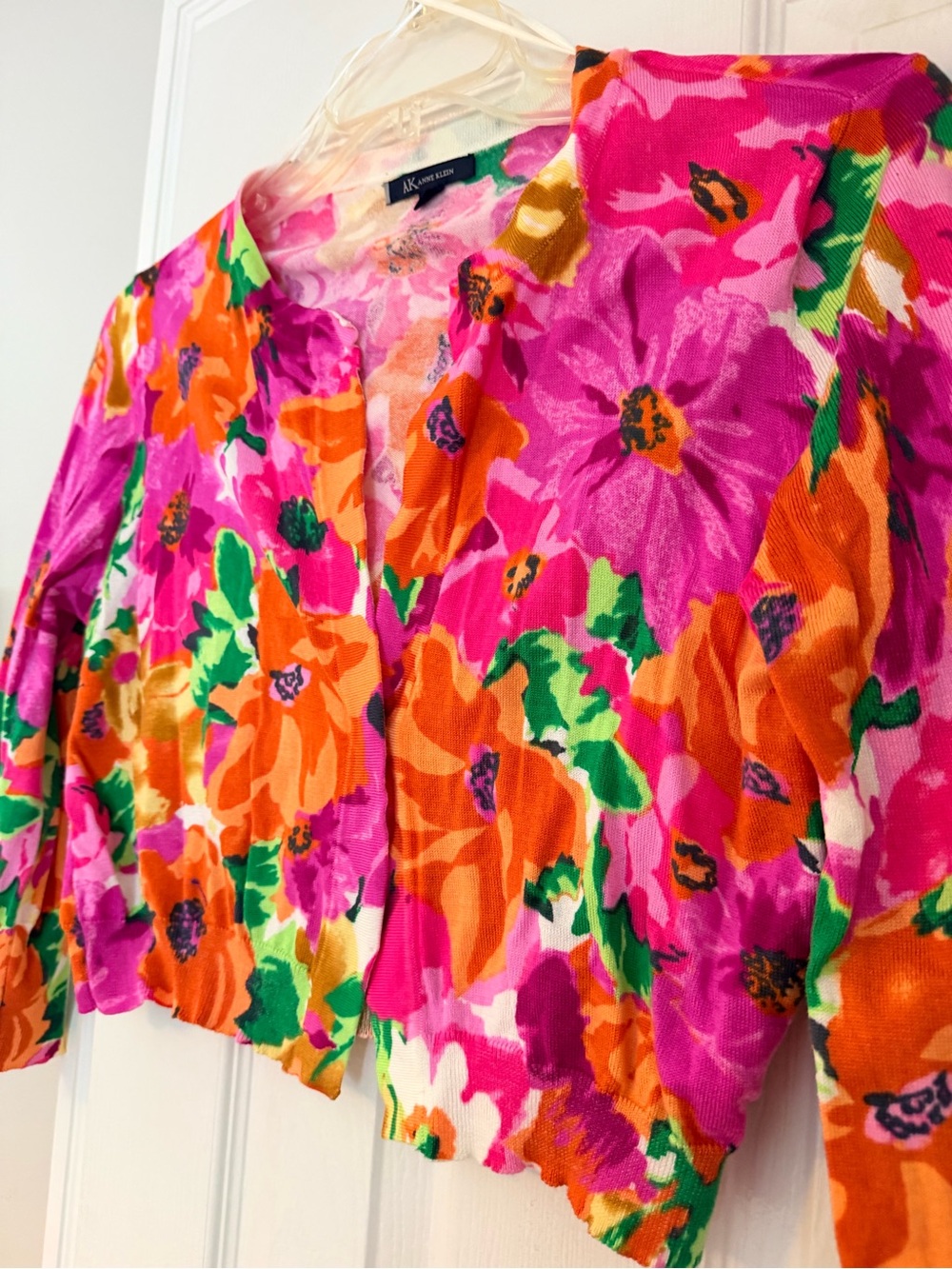Anne Klein Pink, Orange & Green Floral Button-Down Top - Picture 5 of 5
